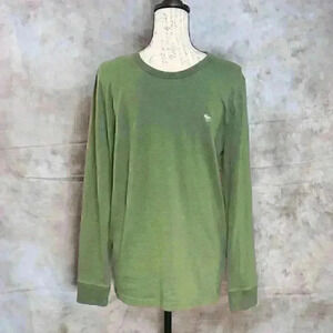 Abercrombie & Fitch Size M teen muscle olive green long sleeve pullover jersey